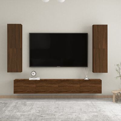 vidaXL Muebles para TV de pared 2 uds roble marrón 30,5x30x110 cm
