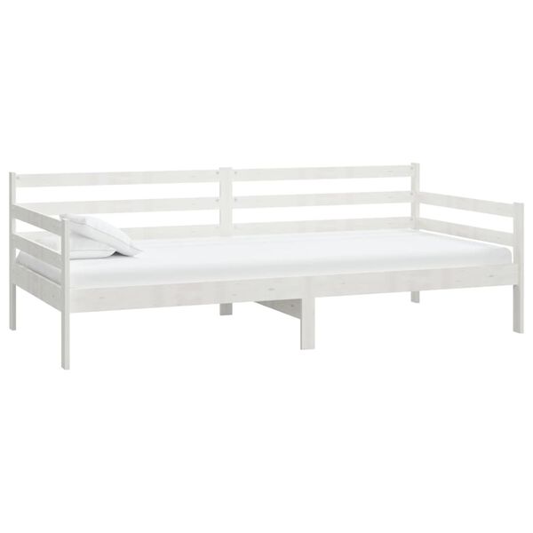 vidaXL Sofá cama con colchón madera de pino maciza blanco 90x200 cm