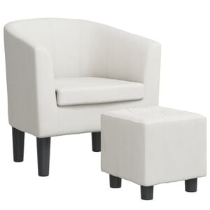 vidaXL Sill&oacute;n con taburete cuero sint&eacute;tico blanco