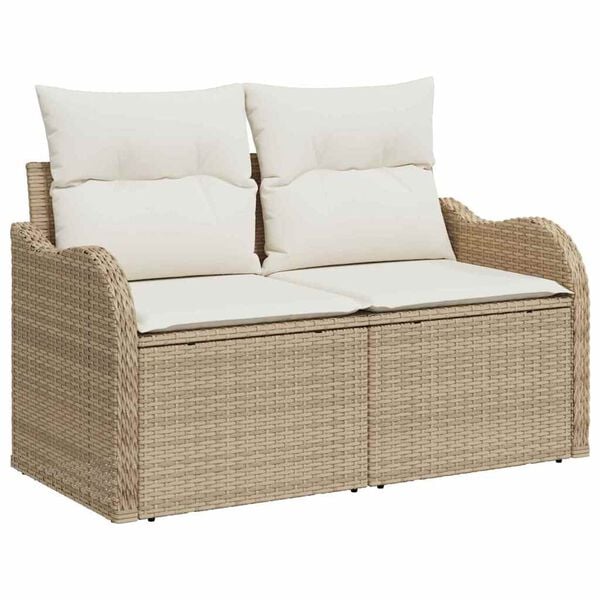 vidaXL Conjunto de sof&aacute; de jard&iacute;n con coj&iacute;n 11 pcs beige y crema