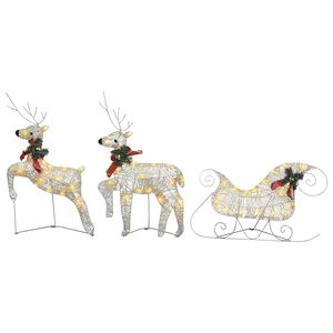 vidaXL Renos y trineo decoraci&oacute;n de Navidad 60 LEDs dorado jard&iacute;n