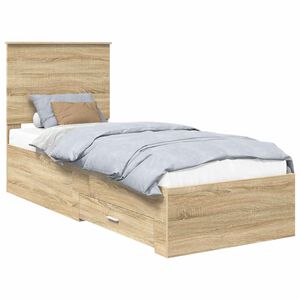 vidaXL Estructura de cama con caj&oacute;n Roble Sonoma y Plata 70 x 190 cm