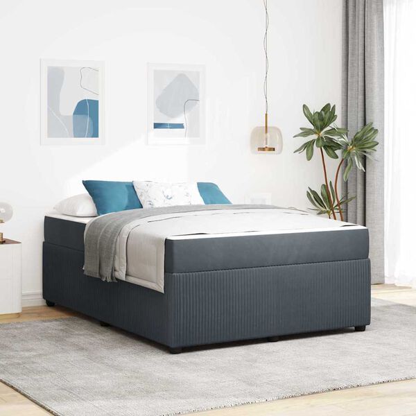 vidaXL Estructura de cama con colch&oacute;n Gris oscuro 140 x 200 cm tela