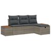 vidaXL Conjunto de sof&aacute; de jard&iacute;n 4 uds. Gris rat&aacute;n sint&eacute;tico