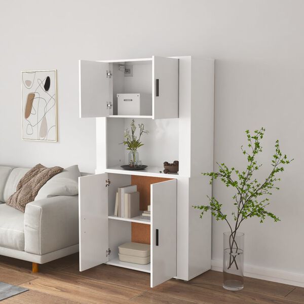 vidaXL Aparador alto madera contrachapada blanco brillo