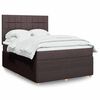 vidaXL Cama box spring con colch&oacute;n tela marr&oacute;n oscuro 140x190 cm