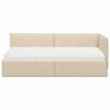 vidaXL Estructura de Cama Esquina con Colch&oacute;n 2 pcs Crema Terciopelo