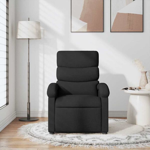 vidaXL Sill&oacute;n reclinable de masaje de tela negro