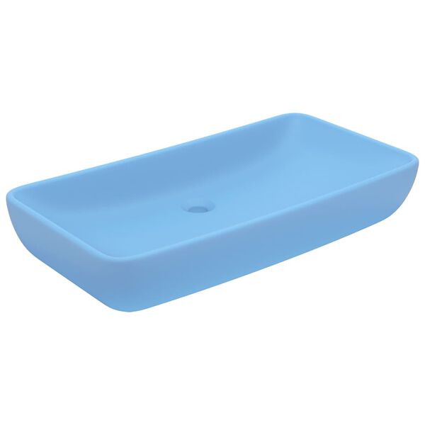 vidaXL Lavabo de lujo de cerámica rectangular azul claro mate 71x38 cm