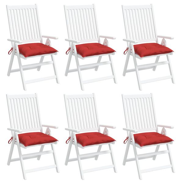 vidaXL Cojines de silla de jard&iacute;n 6 uds tela Oxford rojo 40x40x7 cm