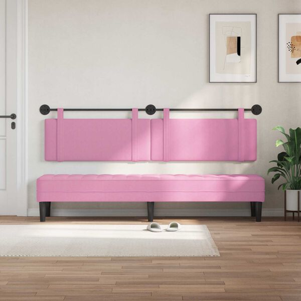 vidaXL Cabecera Colgante Montaje en la pared Rosa 210 x 55 x 5 cm tela