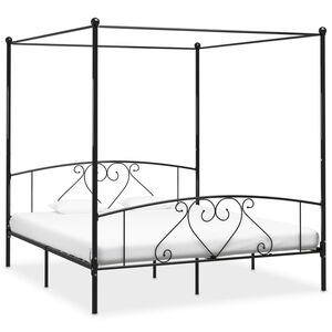 vidaXL Estructura cama con dosel sin colchón metal negro 200x200 cm