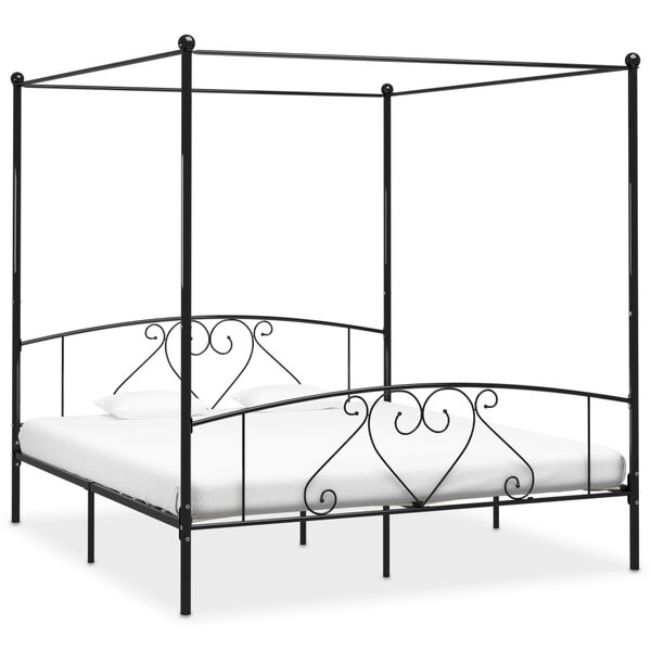 vidaXL Estructura cama con dosel sin colchón metal negro 200x200 cm