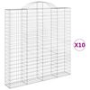 vidaXL Cestas de gaviones 10 uds forma de arco hierro 200x30x200/220cm
