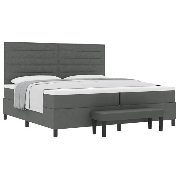 vidaXL Cama tipo Box Spring con colch&oacute;n Gris oscuro 200 x 200 cm tela