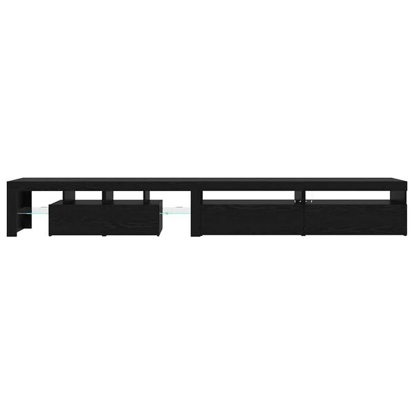 vidaXL Gabinete de TV con LED 3 pcs Roble Negro 290 x 37 x 40 cm