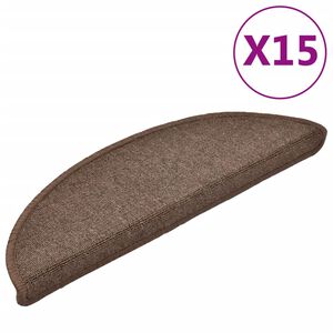 vidaXL Tapetes para escaleras 15 uds 56x17x3 cm Marr&oacute;n Caf&eacute; Semicircular
