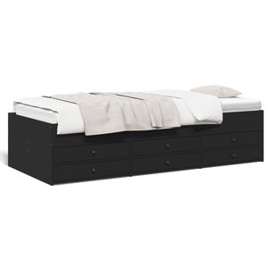 vidaXL Sof&aacute; cama con cajones sin colch&oacute;n negro 90x190 cm