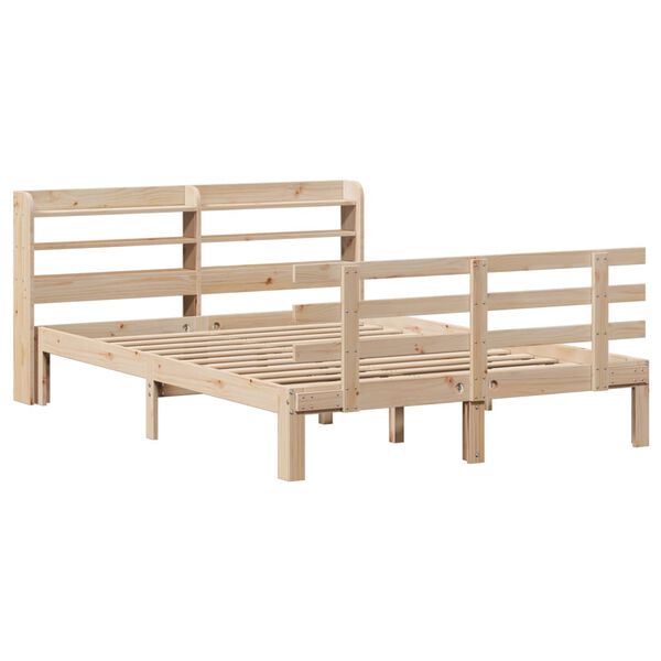 vidaXL Estructura de cama con cabecero madera maciza pino 140x200 cm