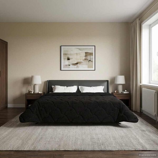 vidaXL Edred&oacute;n de Todo el A&ntilde;o Acolchado Negro 200 x 220 cm