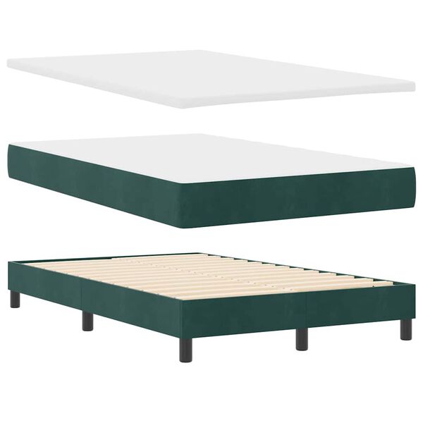 vidaXL Cama tipo Box Spring Verde oscuro 120 x 200 cm Terciopelo