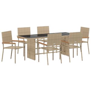 vidaXL Conjunto de Comedor de Jard&iacute;n 7 pcs Beige rat&aacute;n sint&eacute;tico