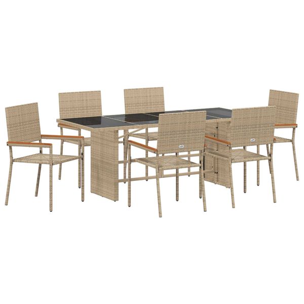 vidaXL Conjunto de Comedor de Jardín 7 pcs Beige ratán sintético