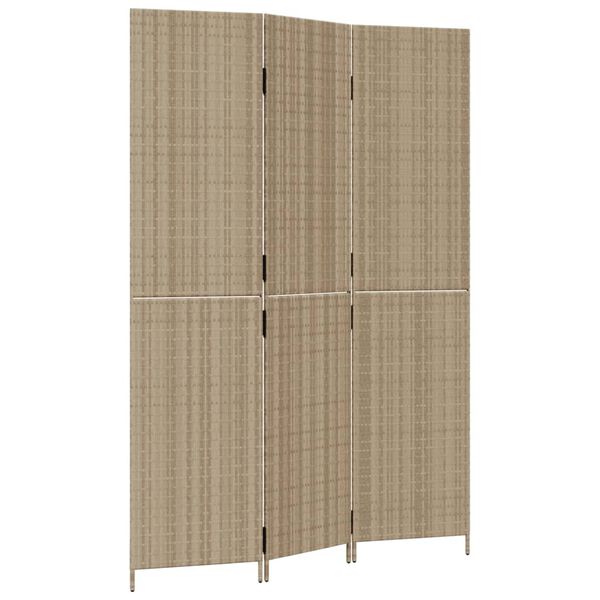 vidaXL Biombo de 3 paneles rat&aacute;n sint&eacute;tico beige