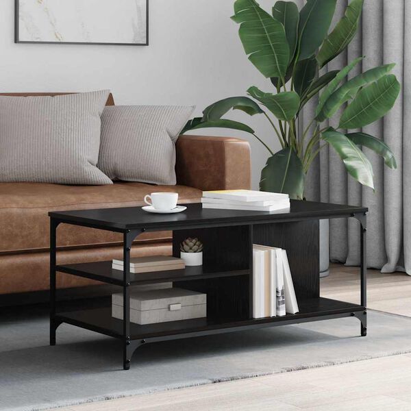 vidaXL Mesa de Caf&eacute; Roble Negro 100 x 50 x 45 cm Madera contrachapada