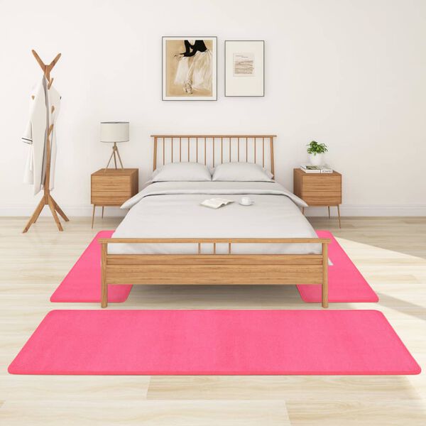 vidaXL Alfombras de dormitorio de pelo largo 3 piezas rosa
