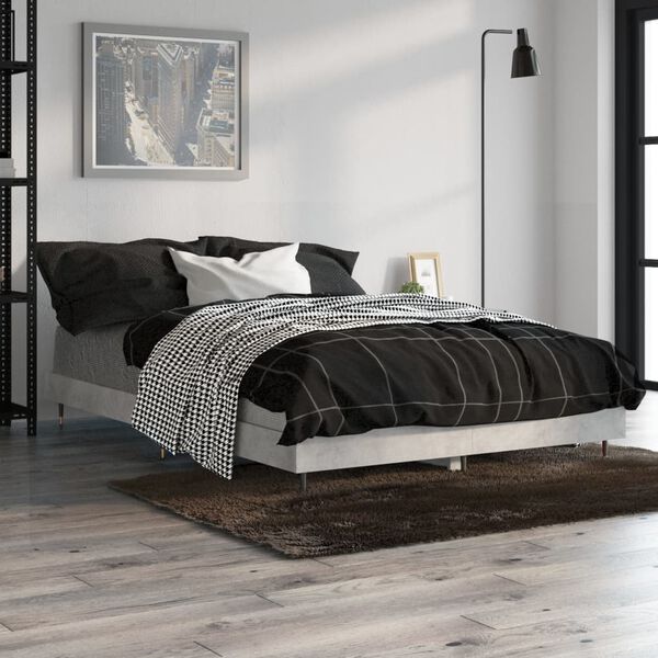 vidaXL Estructura de cama madera de ingeniería gris hormigón 120x190cm