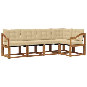 vidaXL Conjunto de sof&aacute;s de exterior con coj&iacute;n 5 pcs Natural y Beige
