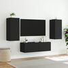 vidaXL Muebles de TV de pared con luces LED 3 piezas negro