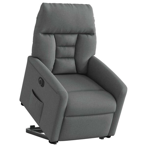 vidaXL Sill&oacute;n el&eacute;ctrico reclinable elevable de tela gris oscuro