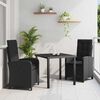 vidaXL Conjunto de Comedor de Jard&iacute;n 3 pcs Negro rat&aacute;n sint&eacute;tico