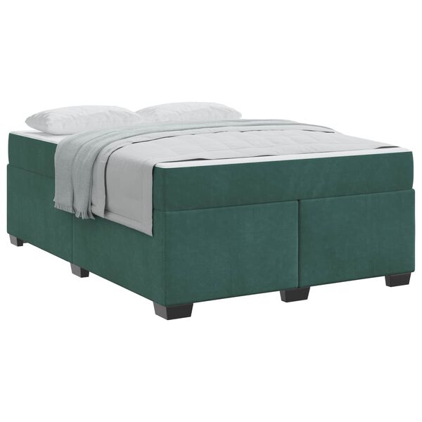 vidaXL Estructura de cama con colch&oacute;n Verde oscuro 140 x 200 cm tela