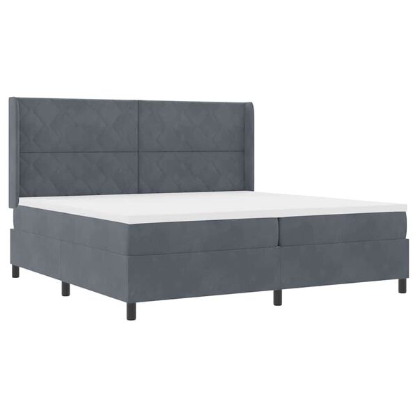 vidaXL Cama tipo Box Spring Gris oscuro 200 x 200 cm Terciopelo