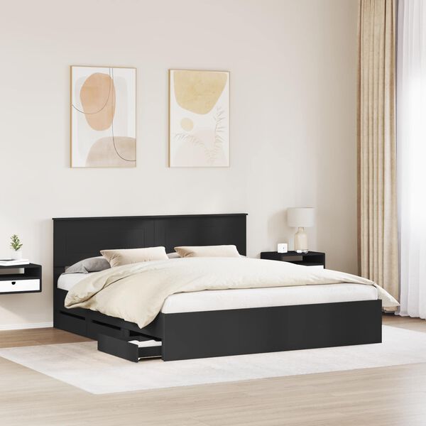 vidaXL Estructura de cama Negro 200 x 200 cm Madera Ingenieril