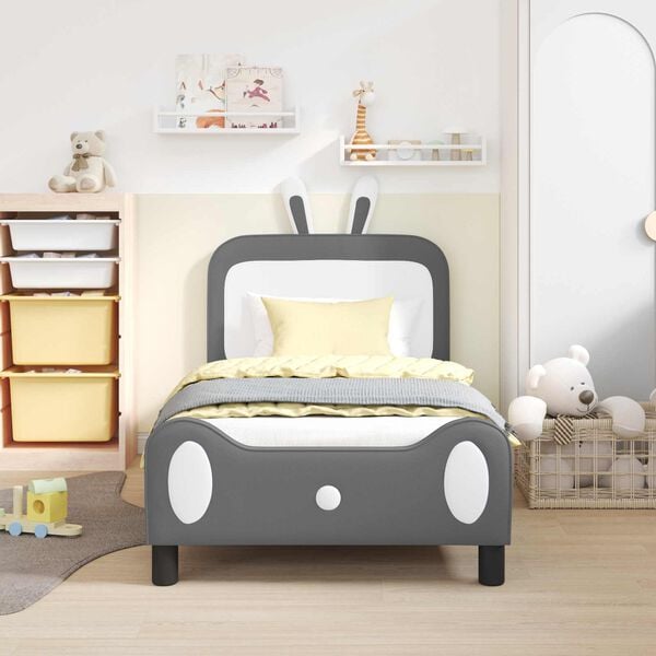 vidaXL Cama para niños con cabecero Gris Claro 80 x 160 cm PU