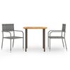 vidaXL Juego de comedor de jard&iacute;n 3 pzas rat&aacute;n sint&eacute;tico gris