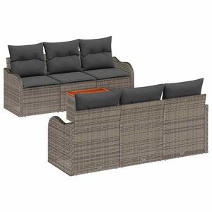 vidaXL Conjunto de sof&aacute;s de jard&iacute;n 7 pcs Gris rat&aacute;n sint&eacute;tico