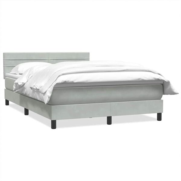 vidaXL Cama box spring con colch&oacute;n terciopelo gris claro 160x220 cm
