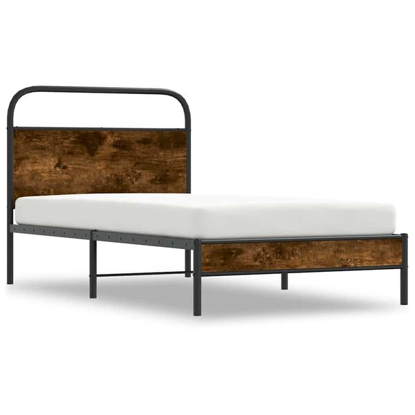 vidaXL Estructura de cama sin colch&oacute;n 90x200 cm madera roble ahumado