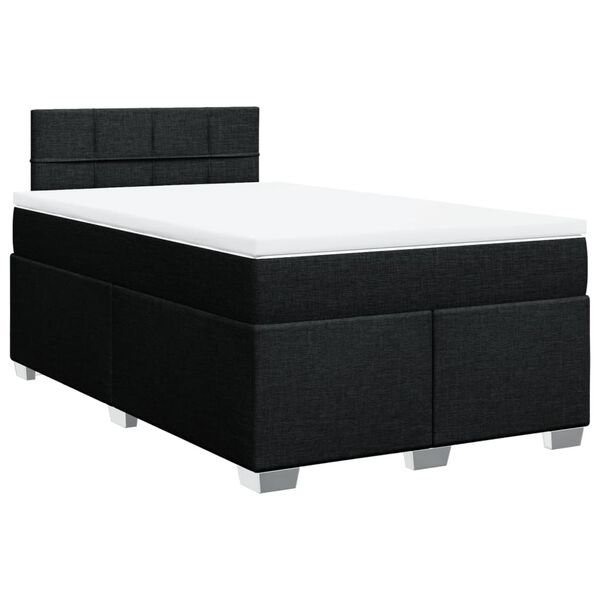 vidaXL Cama box spring con colch&oacute;n tela negro 120x200 cm