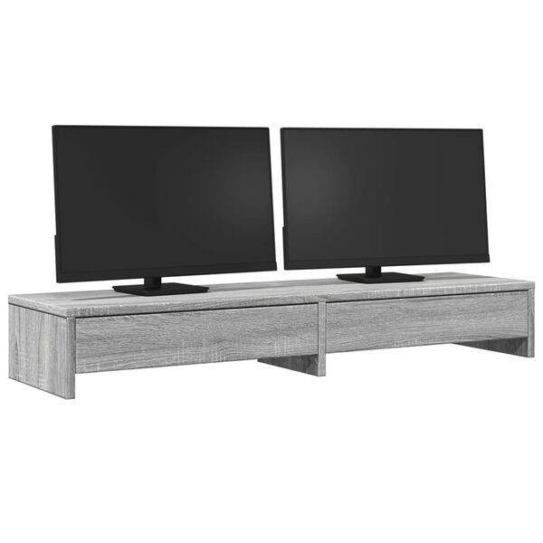 vidaXL Soporte de monitor con cajones madera gris Sonoma 100x27x15 cm