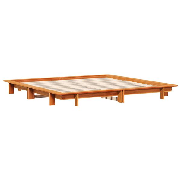 vidaXL Cama sin colch&oacute;n madera maciza de pino marr&oacute;n cera 160x200 cm