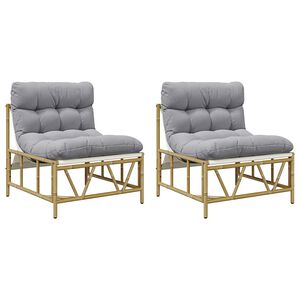 vidaXL Asientos de exterior con coj&iacute;n 2 pcs Gris claro Acero