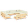 vidaXL Muebles de jard&iacute;n 11 pzas y cojines madera maciza de pino crema