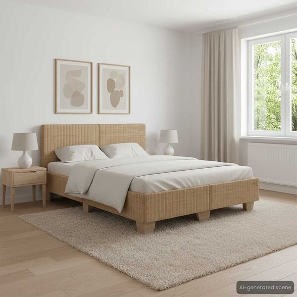 vidaXL Cama con cabecero sin colchón ratán auténtico 160x200 cm