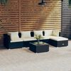 vidaXL Set de muebles de jard&iacute;n 6 pzas y cojines rat&aacute;n sint&eacute;tico negro